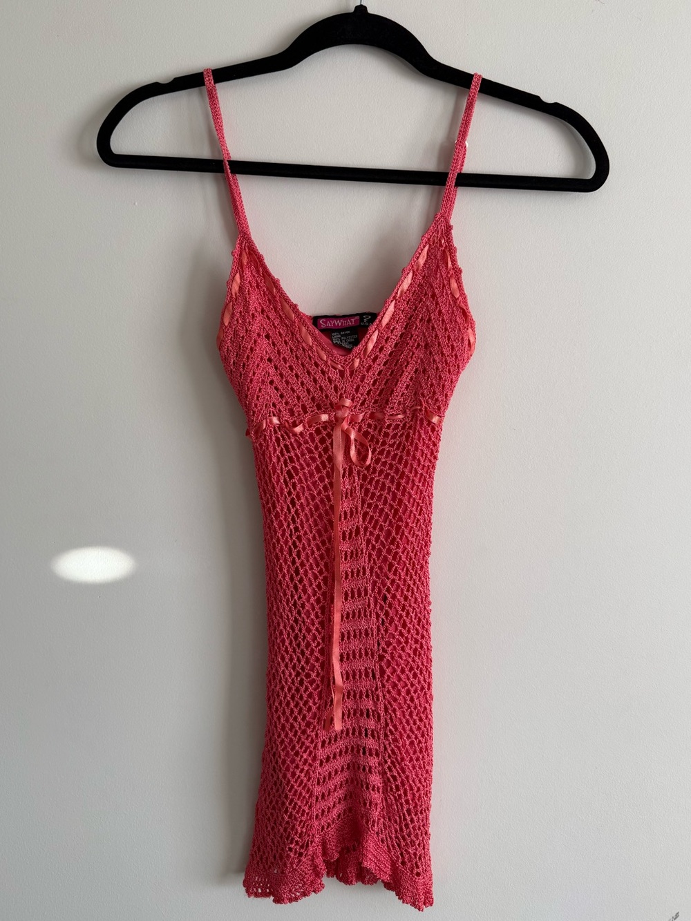 Y2K Crochet Knit Long Cami Tank | Coquette Fairycore Boho | Small